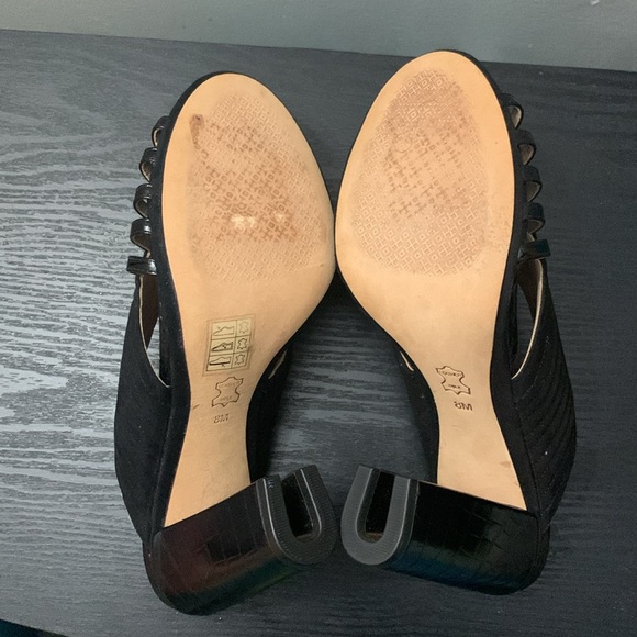 Tory Burch Woven Suede & Patent Leather Mules - Picture 12 of 12